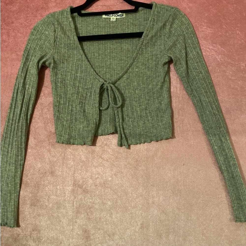 Ribbed Tie-Front Top